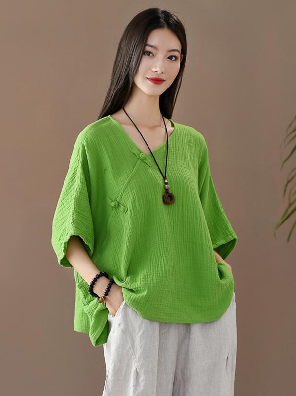 Vintage Solid Irregularity T-Shirts Tops