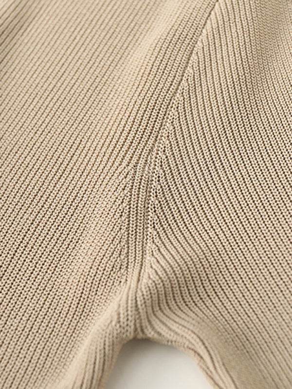 Original Simple Casual Solid Color Skinny Knitting T-Shirt Top