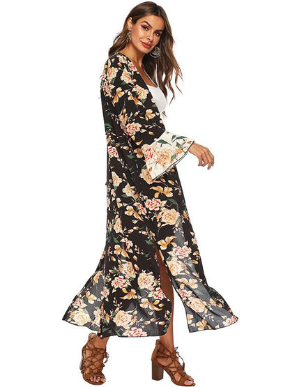 Sexy Printed Bikini Cardigan Beach Long Cover Up