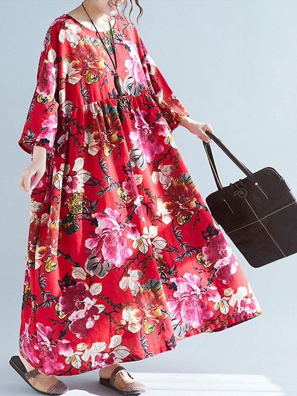 National Style Colorful Cotton Long Dress