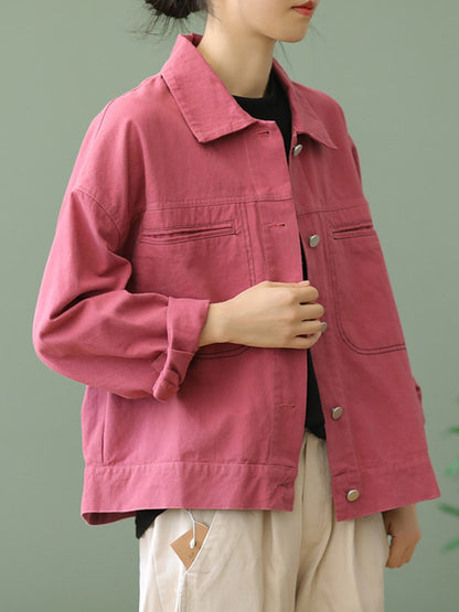 Urban Solid Color Lapel Single Breasted Jacket