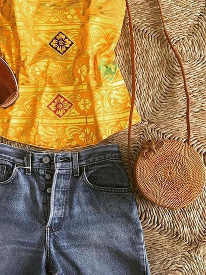 Hollow Rattan Knitting Bowknot Bohemia Bag