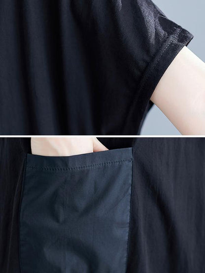 Summer Loose Solid Short Sleeves Dress