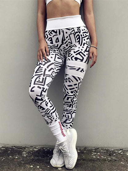 Racerback Printed Sleeveless Tanks And Leggings Suits