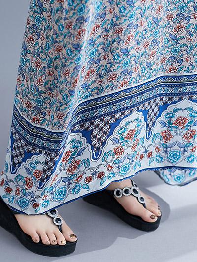 New Printed Batwing Sleeve Maxi Dress