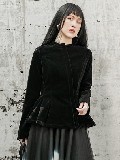 Simple Solid Color Stand Collar Zipper Jacket
