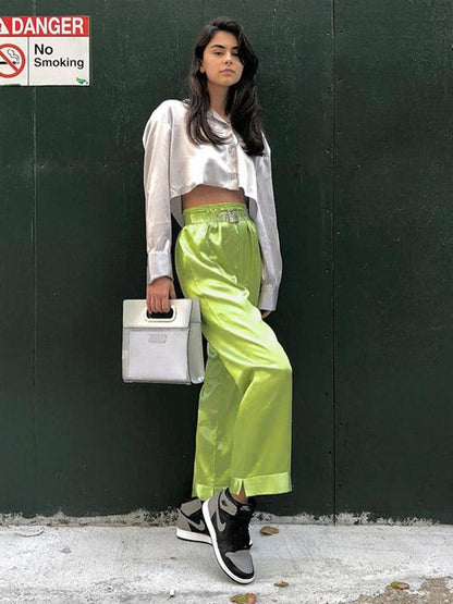 Empire Column Solid Pants