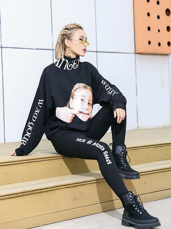 Printed Solid Wrap Elastic Pants