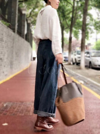 Original Adjustable Waist Wide Leg Jean Pants