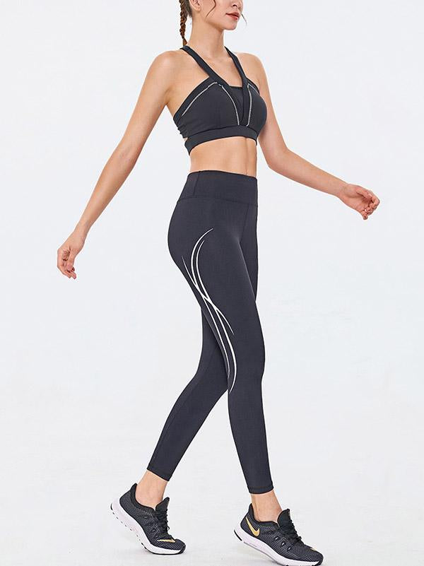 Printed Wrap Backless Yoga Suits