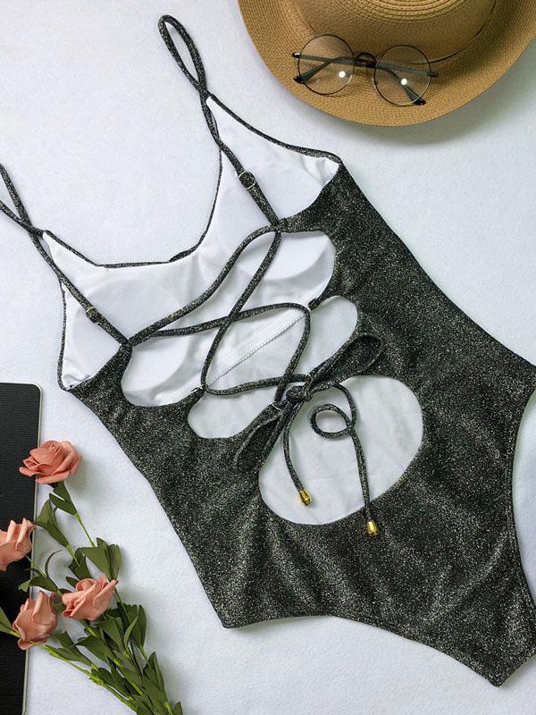 Sparkle Plain One-piece Swimwear