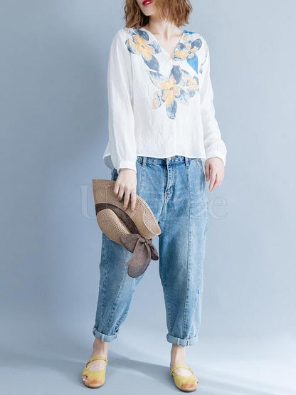 Casual Solid Denim Pants