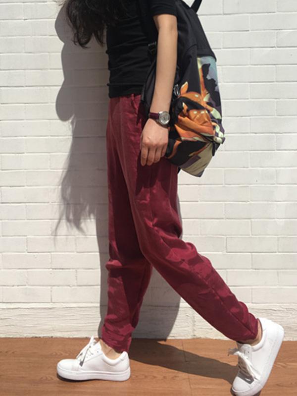 Loose Solid Color Casual Pants