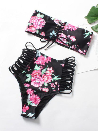 Floral Printed Bandage Bikinis Swimwear