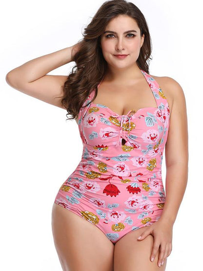 Retro Printed Plus Size Swimwear