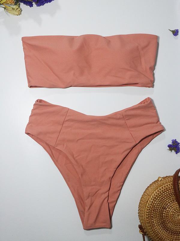 Sexy Solid Bandeau Bikinis Swimwear