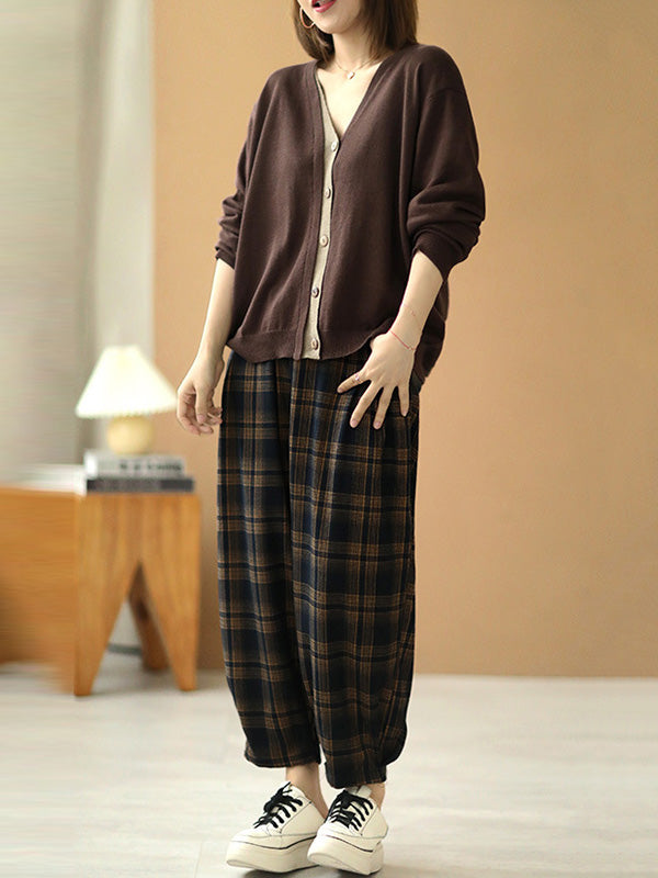 Simple Contrast Color Long Sleeves Cardigan Top