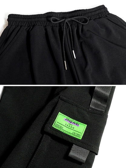 Cool Street Multi-Pocket High-Waist Elasticity Drawstring Pants