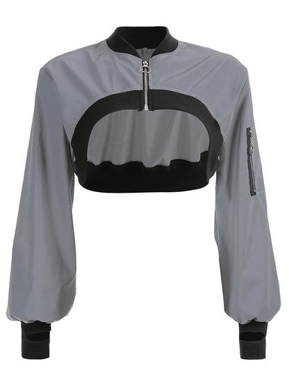 Irregular Reflective Casual  Hoodies & Jackets