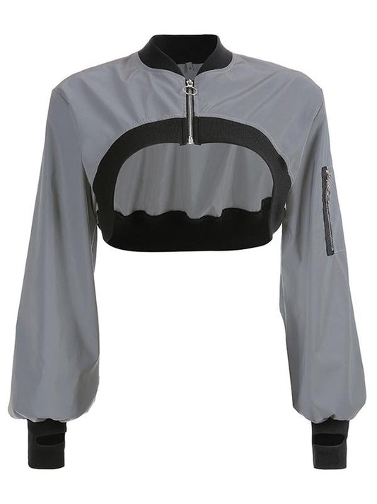 Irregular Reflective Casual  Hoodies & Jackets