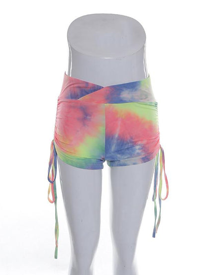 Sports Tie-dyed High Waist Shorts