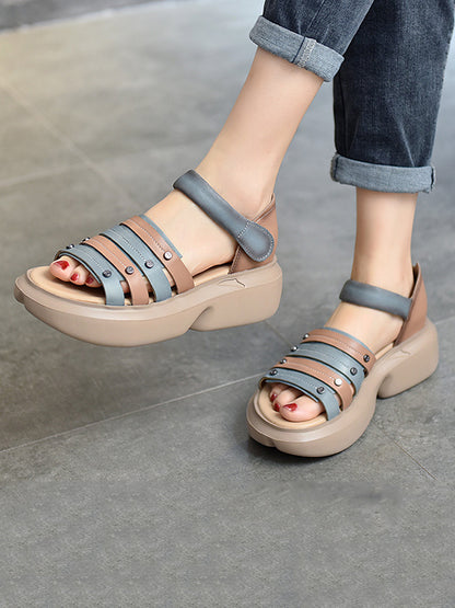 Original Casual Hollow Contrast Color Platform Shoes