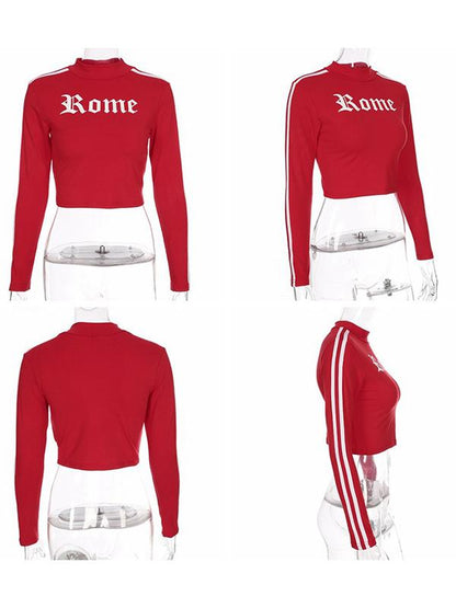 Long Sleeve Contrast Trim Casual Tees