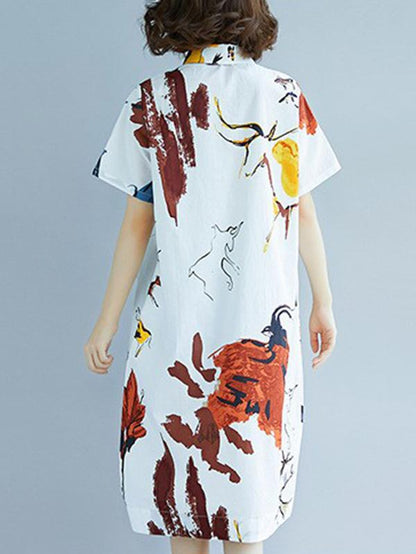 2019 Summer New  Oversize Printed T-Shirt Dress