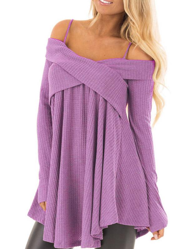 7 Colors Off-the-shoulder Blouses&Shirts Tops