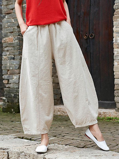 Loose  Ramie Cotton Wide-leg Pants