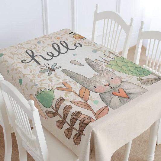 Hello Rabbit Casual Printed Tablecloth