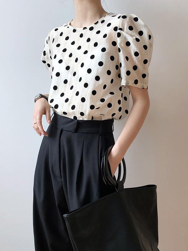 Original Polka-Dot Bishop Sleeve T-Shirts Tops