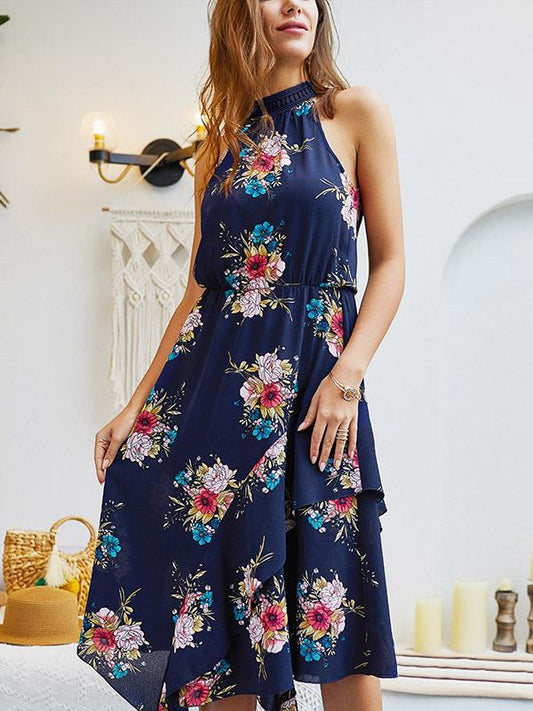 Sleeveless Printed Bohemia Midi Dress