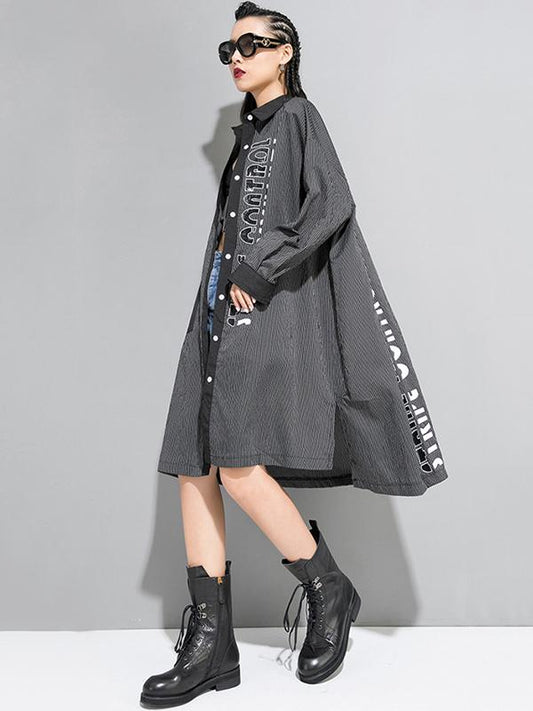 Casual Letter Printed Striped Blouses