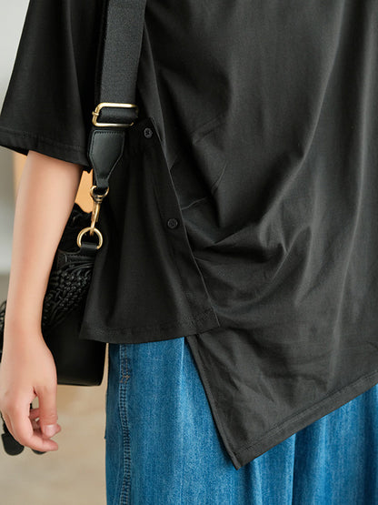 Urban Irregularity Round-Neck T-Shirts Tops