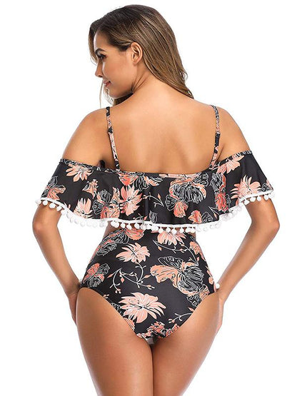Fashion Off-the-shoulder Tassel Bikini Swimsuit