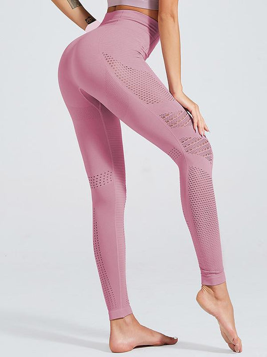 Solid Side Hollow Knitting-seamless Fitness Leggings