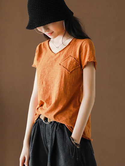 Vintage Bamboo Cotton Solid T-Shirt