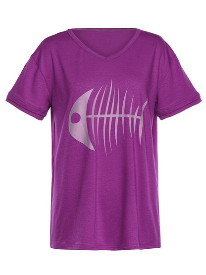 Fashion Fishbone Printed T-shirt