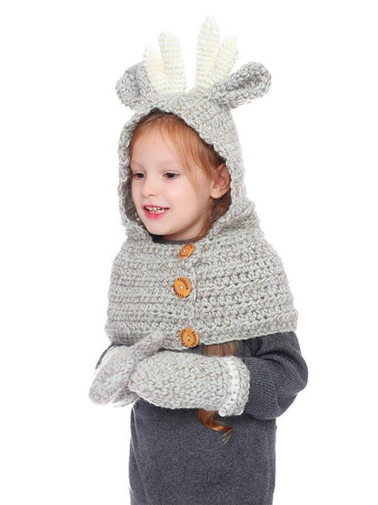 Knitted Elk Single Button Hat&Glove Accessories
