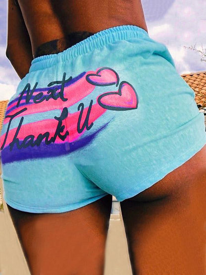 Fashion Wrap Letters Printed Sports Shorts