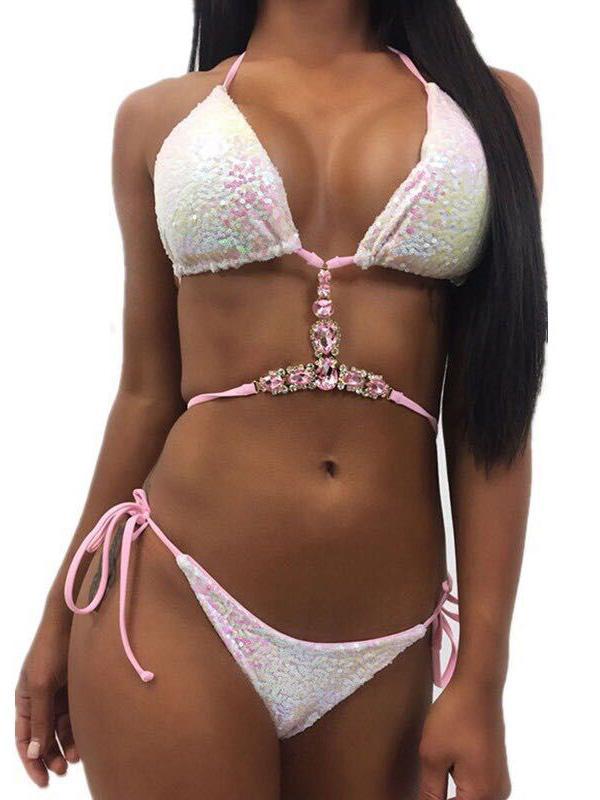 Sequins Decorated Rhinestone Bikinis Swimwear