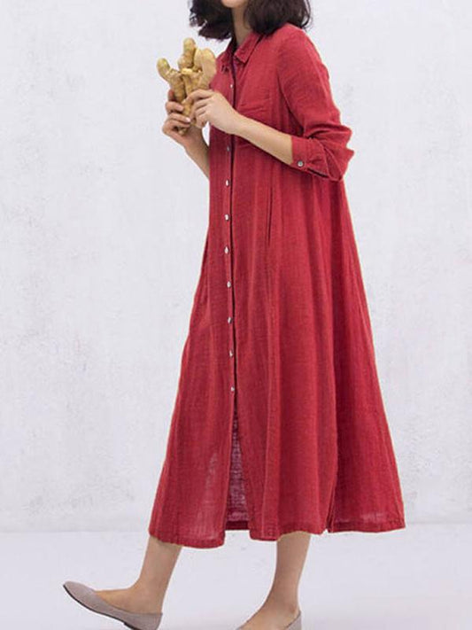 Loose Cotton Split-side Long Shirt