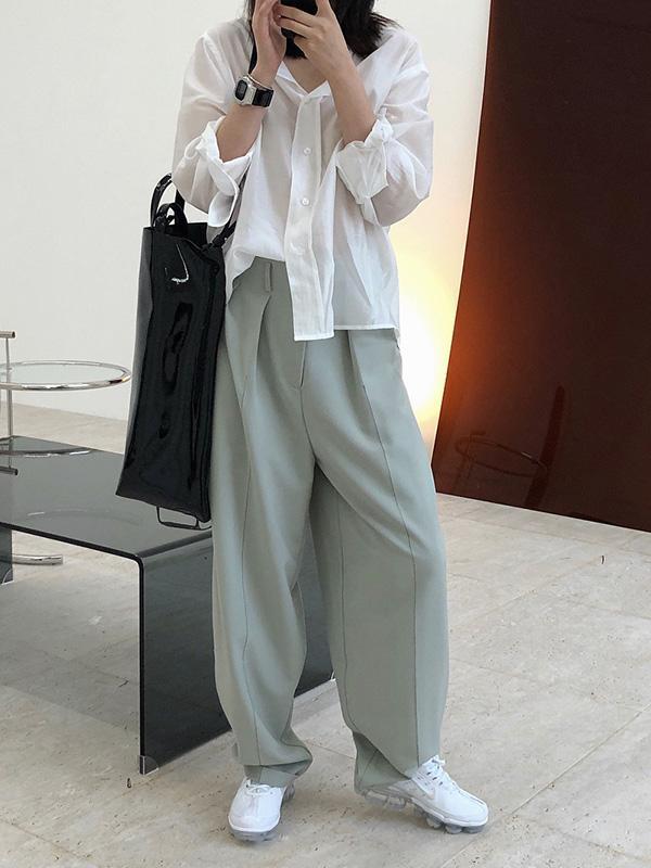 Casual Solid Column Pants Bottoms