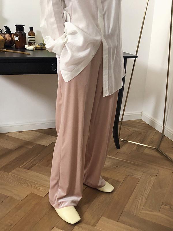 Velvet Wide-leg Loose Solid Empire Pants