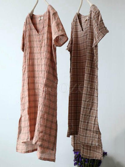 National Style Plaid Dress