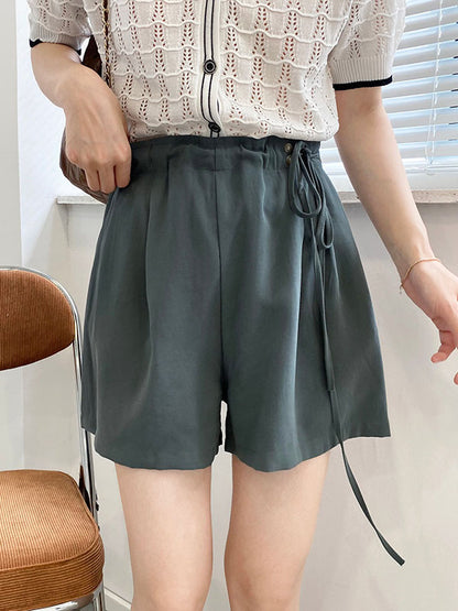 Cuprammonuium Bandage High-Waisted Wide-Leg Shorts