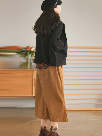 Casual Loose Solid Color Hooded Split-Joint Zipper Outerwear