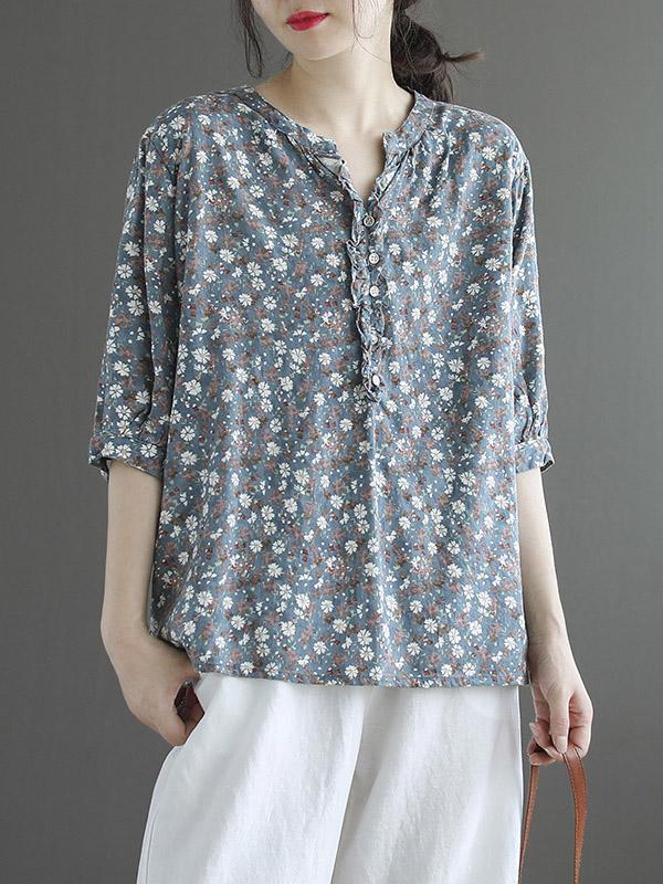 Artistic Retro Floral T-Shirts Tops