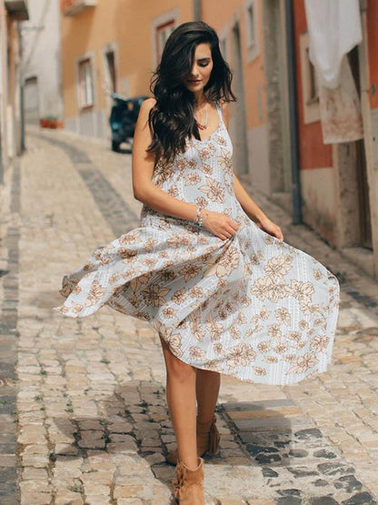 Asymmetric Spaghetti-neck Bohemia Maxi Dress